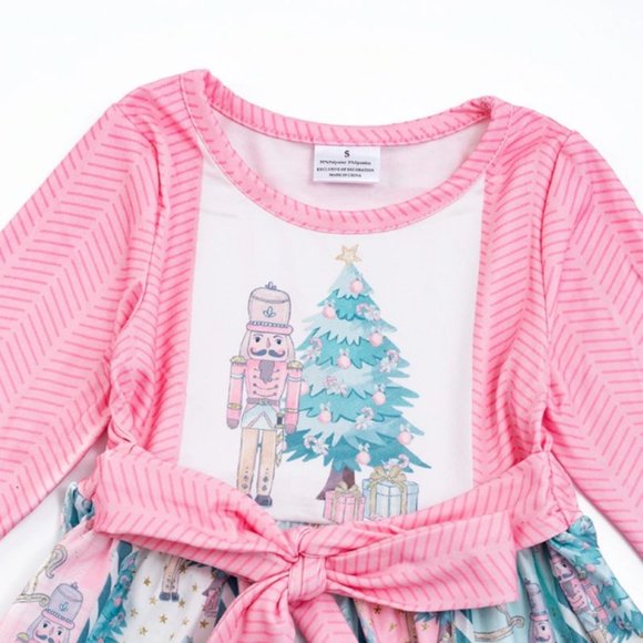 Christmas Nutcracker Girls Long Sleeve Panel Twirl Dress - Picture 2 of 6